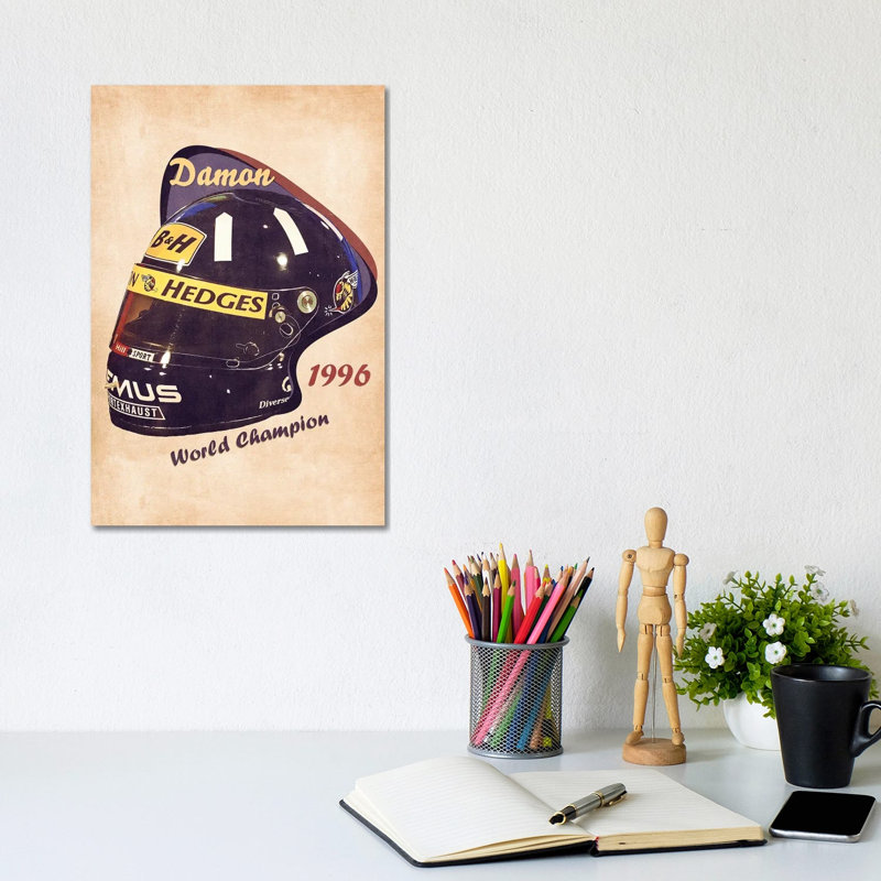 Damon Hill's Helmet Retro - Wrapped Canvas Painting, 20.32 cm H x 30.48 cm W