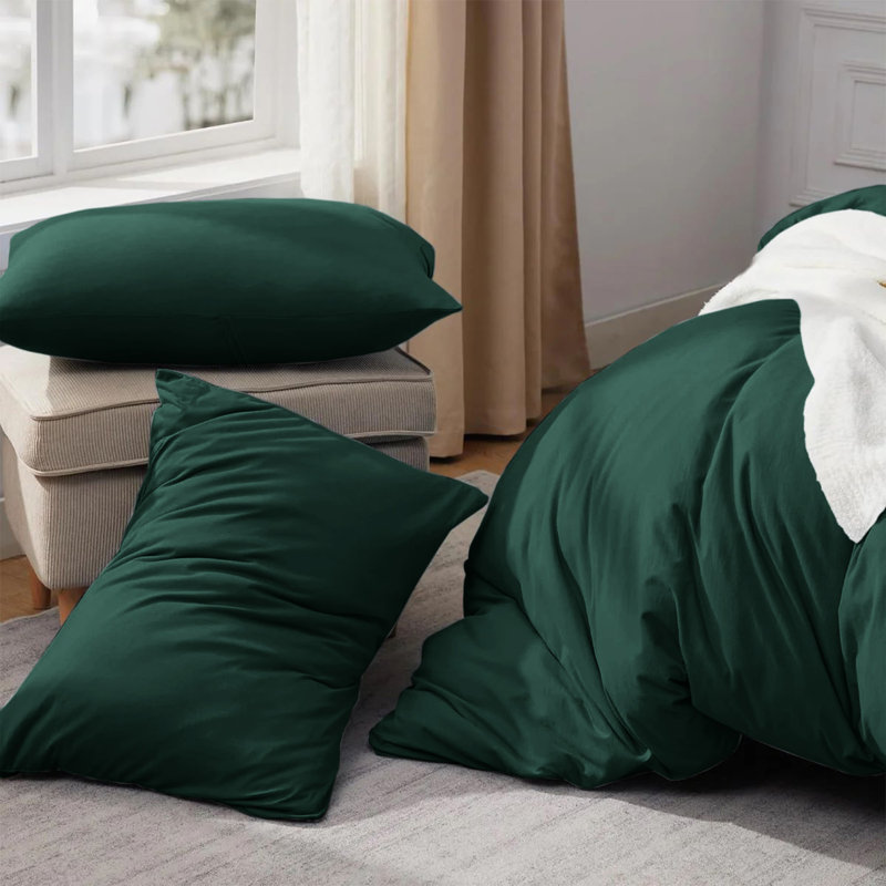 Luxury Microfiber Duvet Cover Set – Soft, Wrinkle-Free, Hotel-Quality Bedding With Pillowcases, Emerald