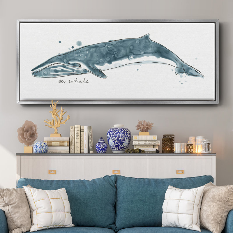 Whale I- Framed Canvas, 20" H x 50" W