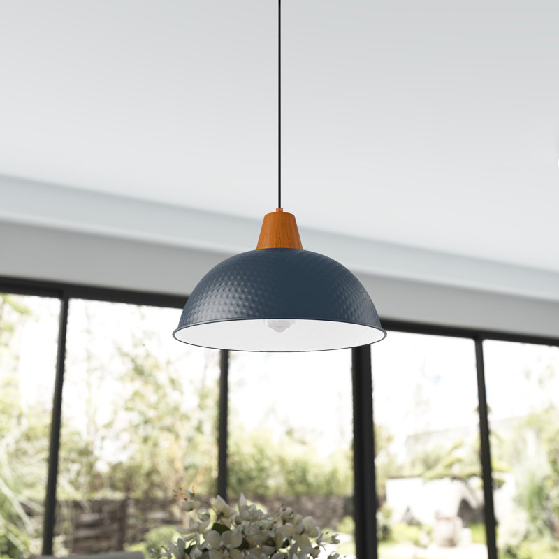 Luminaire suspendu conique à 1 lumière Bernyce, H 79,84 po x l 16 po x P 16 po, Bleu