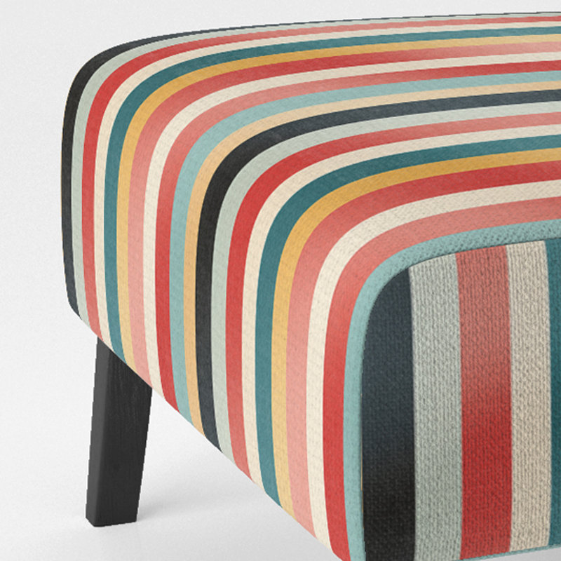 Pastel Colors Midcentury Stripes Pattern - Upholstered Modern Slipper Chair, Striped Pattern Accent Chair