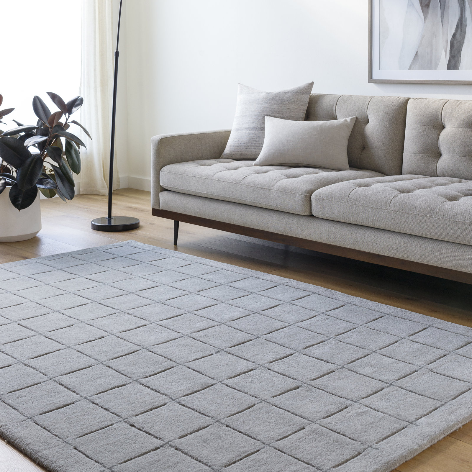 Mallory Handmade Wool Gray Rug, Rectangle 5' x 8'