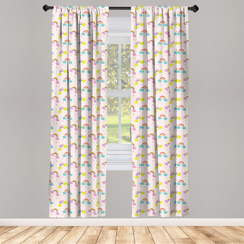 Geometric Semi-Sheer Rod Pocket Curtain Panels, 28" W x 84" L