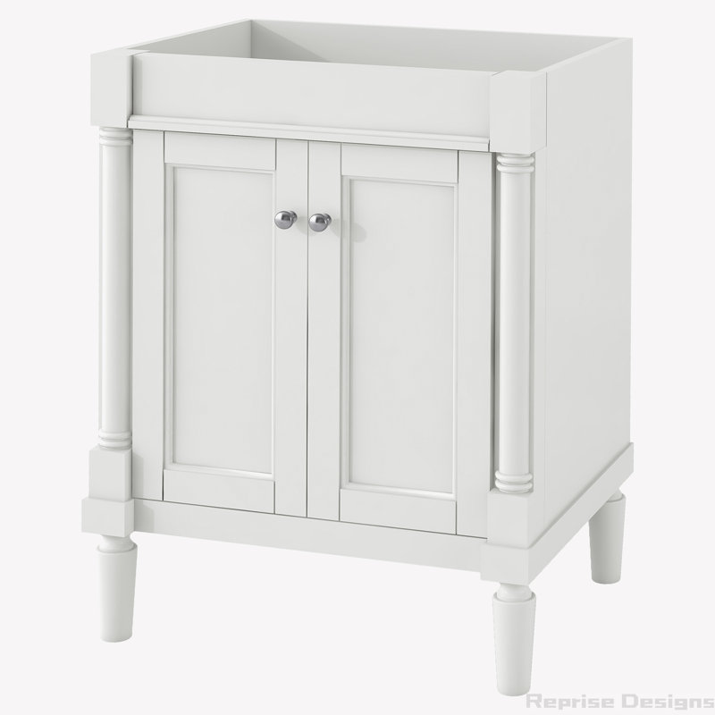 Base de meuble-lavabo simple 23,5 po seulement, Blanc, Argent