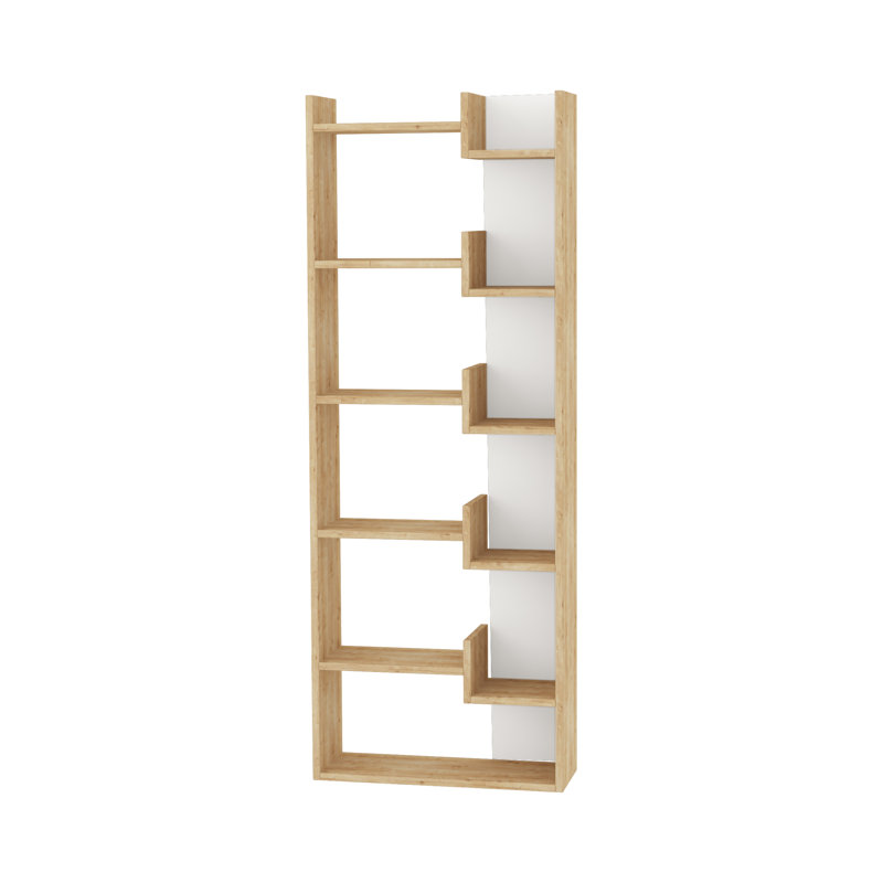 Kara 5-Tier Freestanding Bookcase for Home and Office Storage, 162cm H x 61cm W x 22cm D, Oak/White