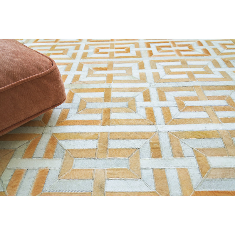 Natural Hide Cowhide Geometric Area Rug, Rectangle 8' x 11'