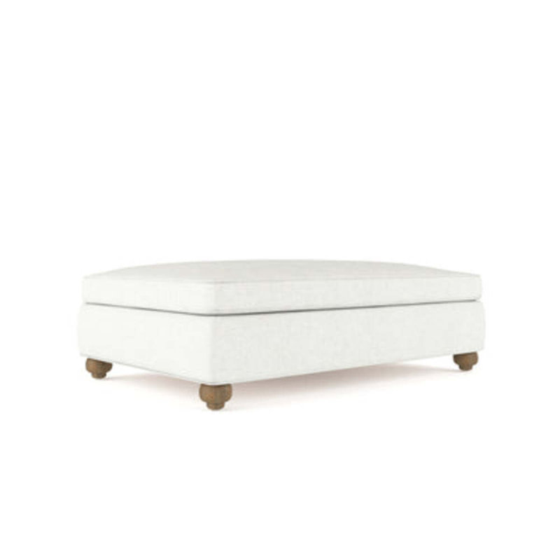 Leroy Ottoman, Plush Velvet Oyster, Weathered