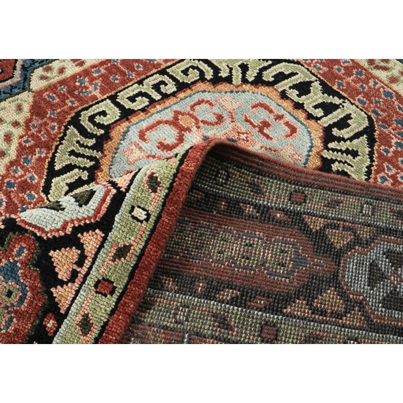 Tapis traditionnel Oushak rouille en laine noué à la main 8 pi 11 po x 12 pi 2 po, Rectangle 8 pi 11 po x 12 pi 2 po