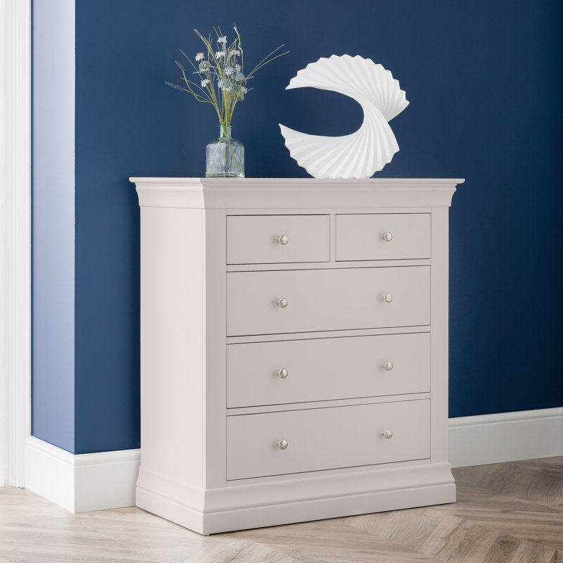 Dial 90cm W 5 - Drawer Chest of Drawers, Light Grey