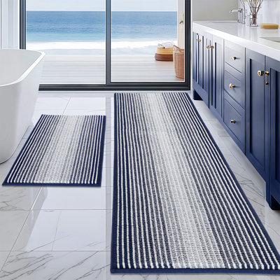 Machine Washable Non‑Slip Shaggy 2‑Piece Bathroom Rug Set