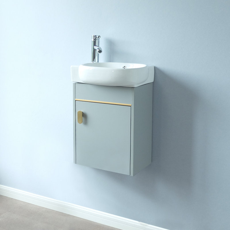 Ensemble de meuble-lavabo mural simple 17 po Detjon, Gris