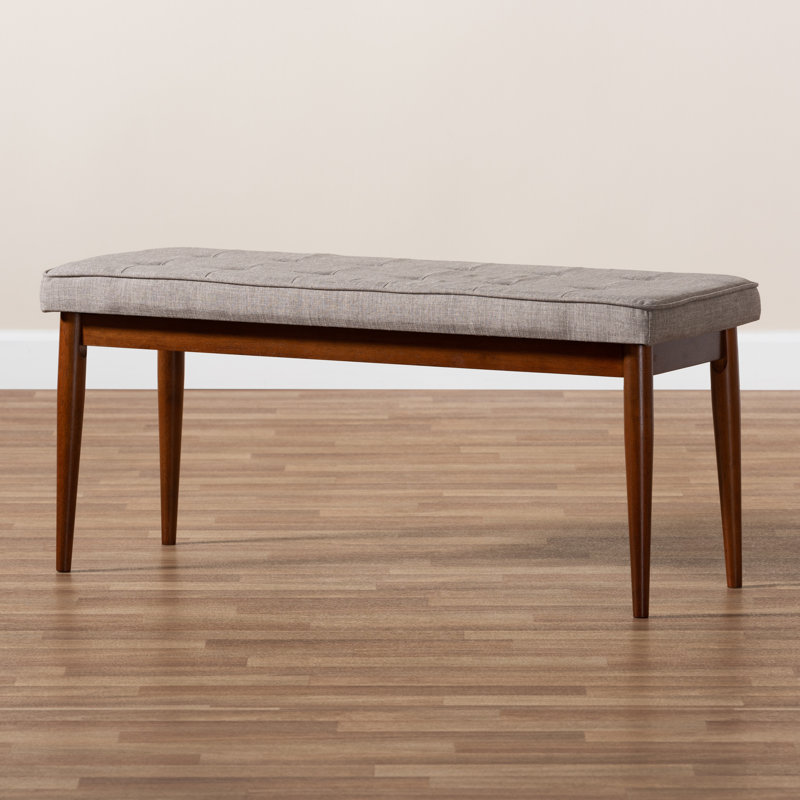Polyester Upholstered Bench, Light Gray