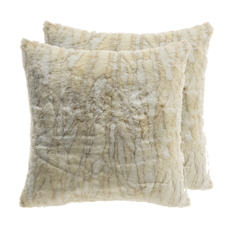 Housse de coussin décoratif en fausse fourrure seulement - ensemble de 2