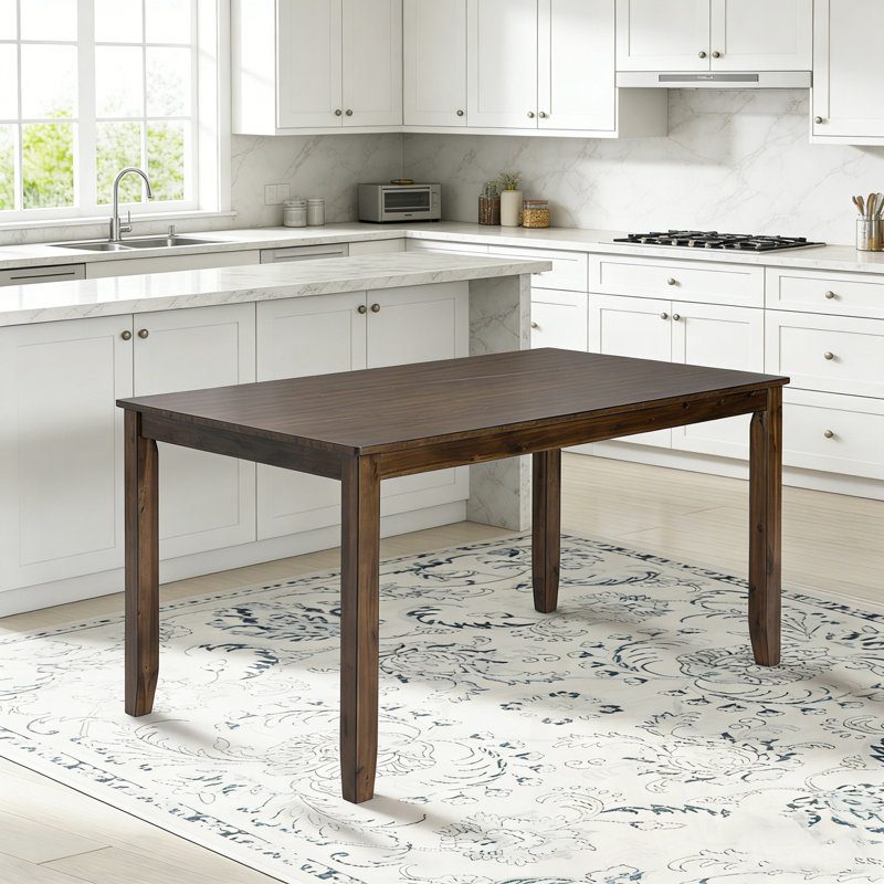 Table de salle à manger rectangulaire en bois avec pieds robustes, Noyer