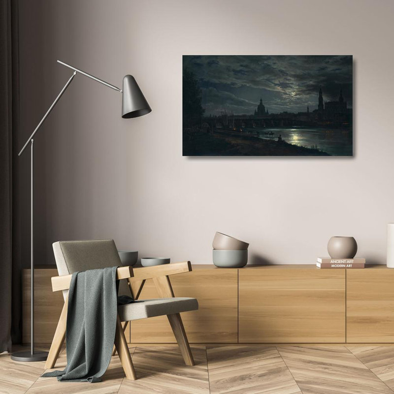 «View of Dresden by Moonlight» par Johan Christian Dahl - Art mural sur toile tendue avec châssis, H 24 po x l 17 po