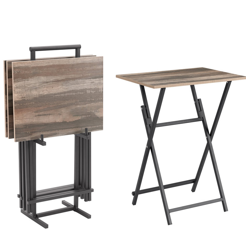 Tables pliantes sans assemblage, brun rustique pour plateaux de salon étroits avec de petits espaces de support