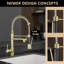 Kitchen Faucet With Pull Down Sprayer, Single Handle Single Lever Kitchen Sink Faucet Brushed Gold Faucet