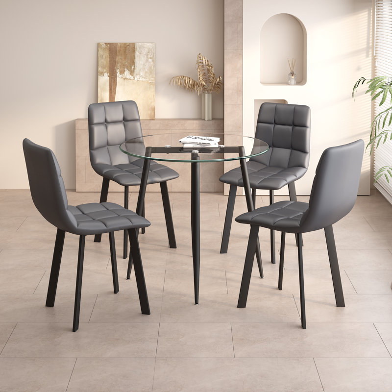 Ensemble repas rond 35,4 po Zakirah, Gris