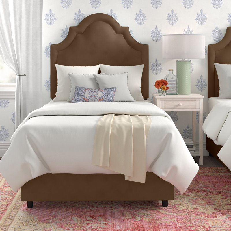 Lit tapissier Avione, Simple, Velours chocolat classique