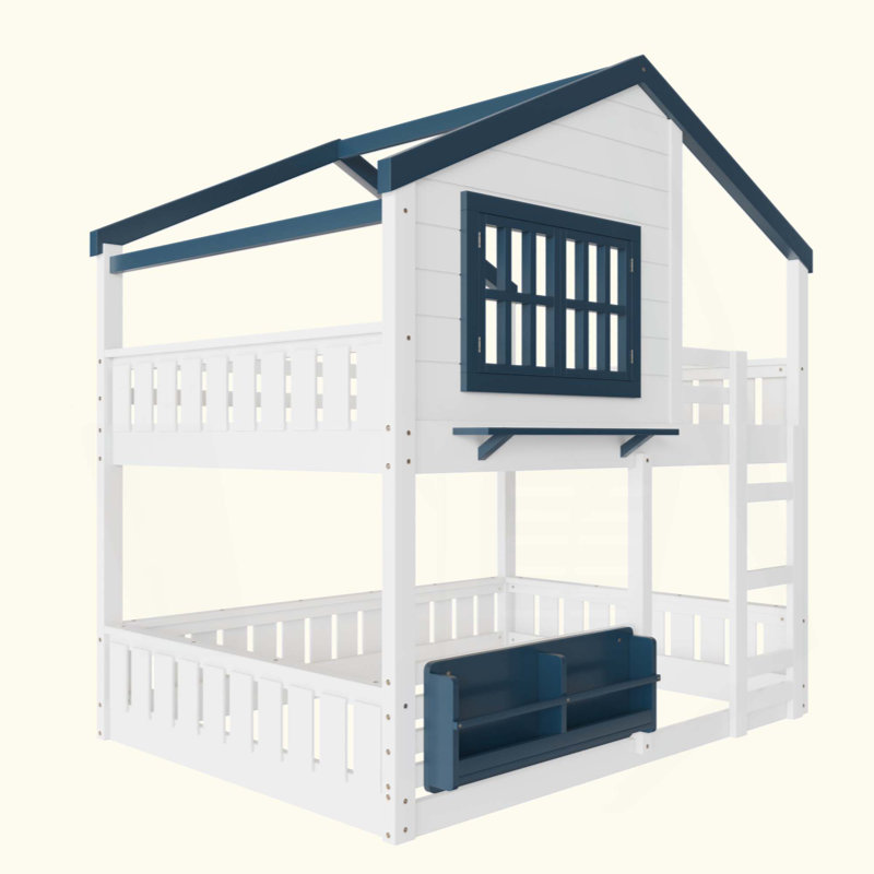 Lit superposé / lit mezzanine avec bibliothèque, conception de maison, clôture de sécurité de haute qualité