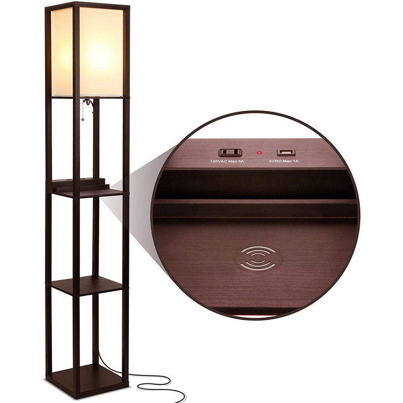 Havana Brown Adjustable Kids Shelf with Integrated Charging