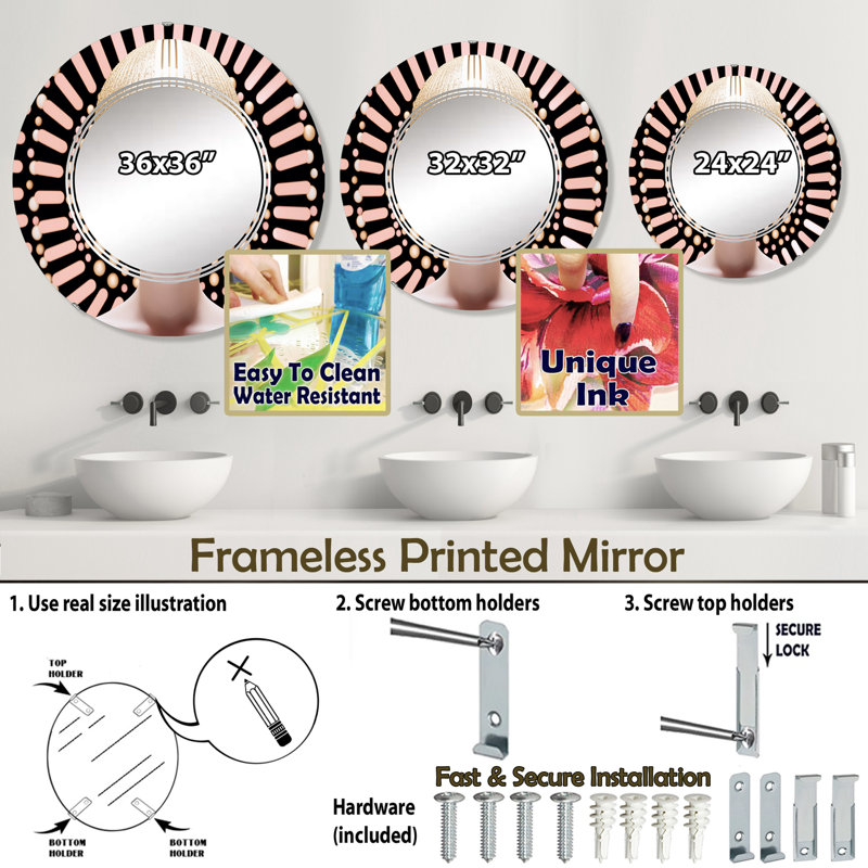 Miroir mural rond Ostende, 24 po x 24 po