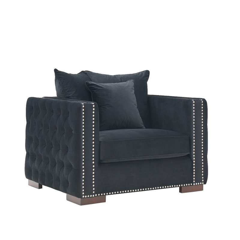 Velvet Armchair, Black