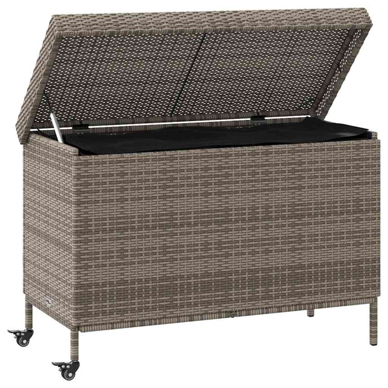 Boîte de rangement pour patio en polyester avec roulettes 43,3 po x 21,7 po x 28,7 po Vidaxl, Gris