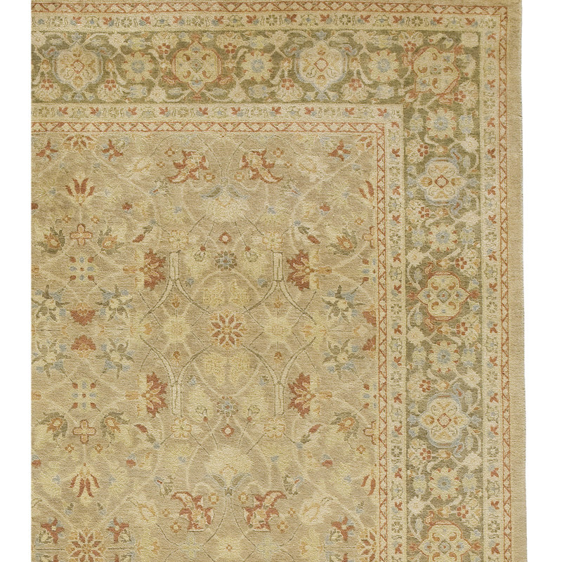 Wool Oriental Area Rug in Gold/Olive, Rectangle 12' x 18'
