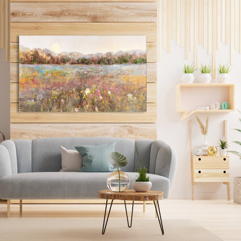 Meadow Moonrise par Katie Swatland - Peinture, L 30 po x H 18 po, Toile tendue