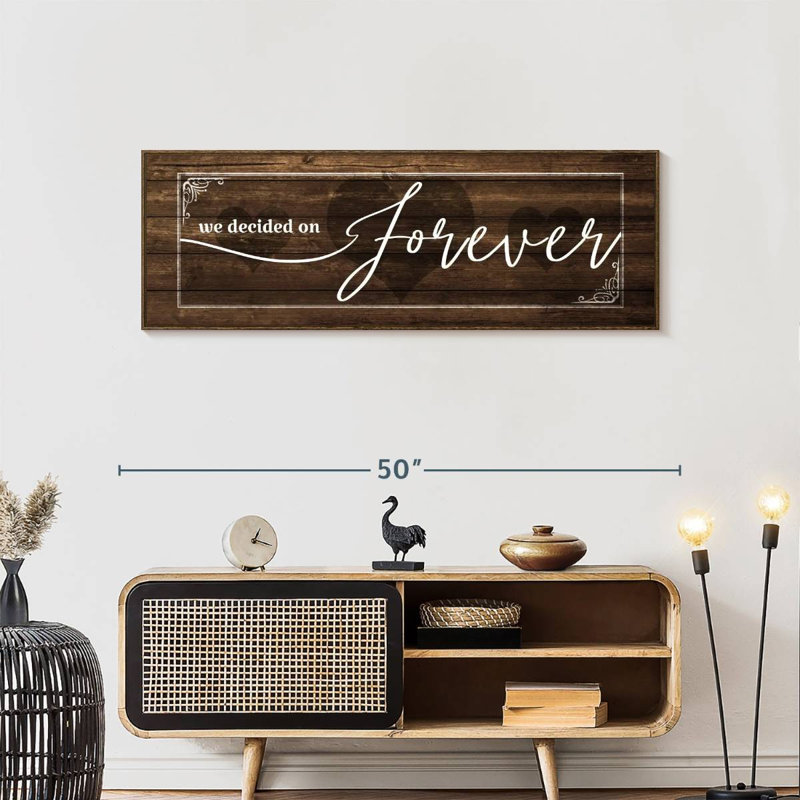 Plaque murale «Forever Love», 46 po x 16 po, Cadre flottant noyer