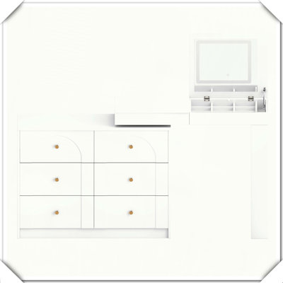Miroir de bureau pour meuble-lavabo 7 tiroirs 9 compartiments 3 tablettes réglables pratiques