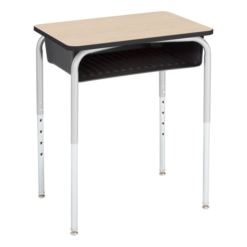 Bureau d'école ouvert à hauteur ajustable avec boîte à livres en plastique (paquet de 2), Brume argentée, Nuuk