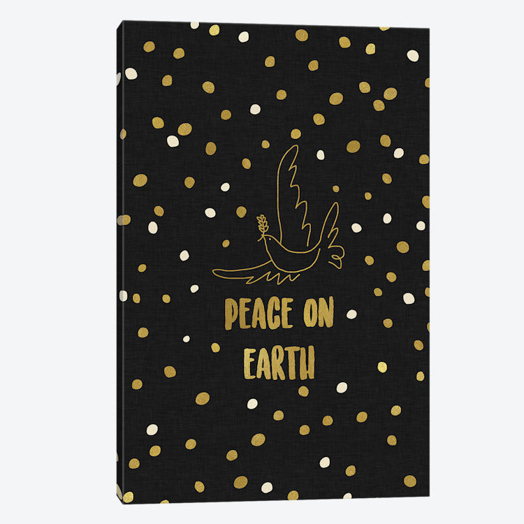 « paix on earth », art textuel sur toile, H 18 po x l 12 po x P 1,5 po, Toile tendue, Pas de tapis
