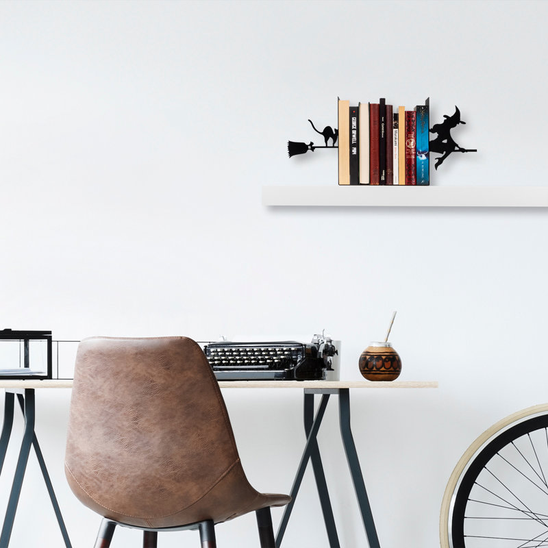 Serre-livres en métal robuste, noir, 21,7 po x 6,3 po x 8,7 po | Fabrication 100% métal, épaisseur: 0,05 pouce | Parfait pour organiser des livres et des magazines, conception durable pour la maison et le bureau