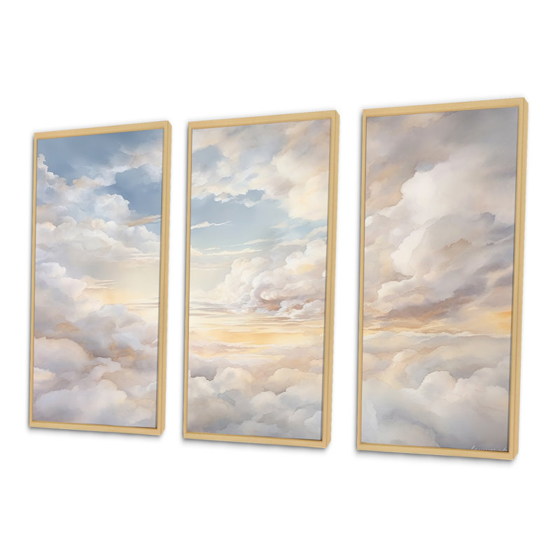Ensemble de décorations murales Clouds Charm In Winter, Cadre naturel flottant, H 32 po x l 48 po x P 1 po