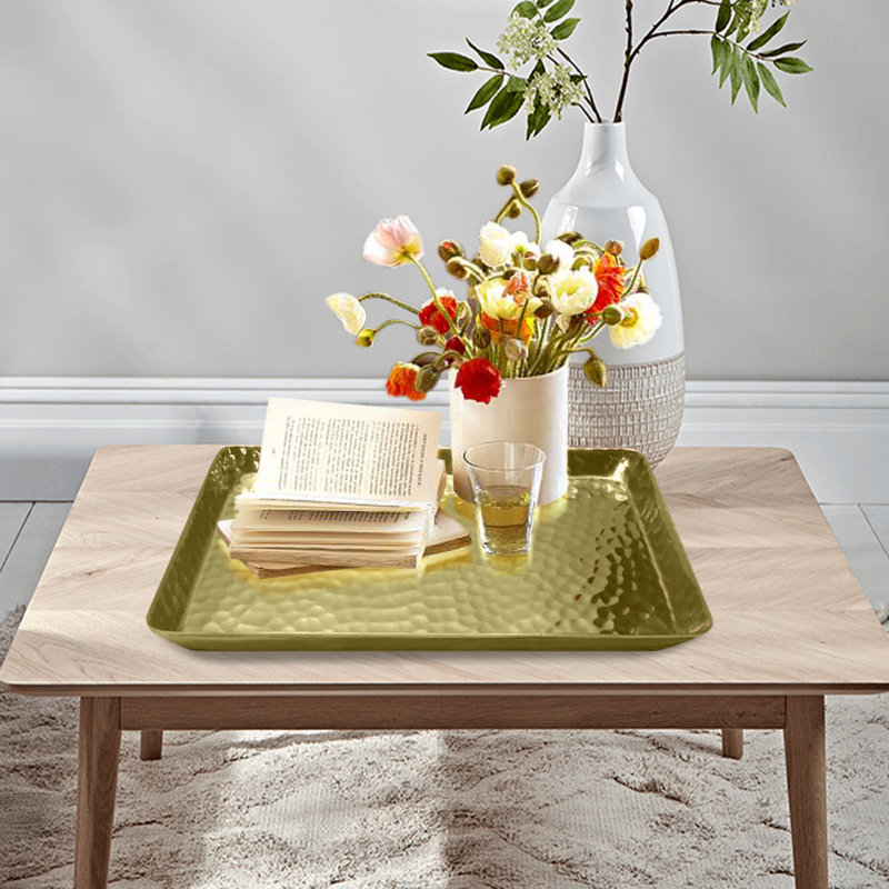  Plateau de service martelé, H 1 po x l 9,75 po x P 5,75 po, Rose Gold