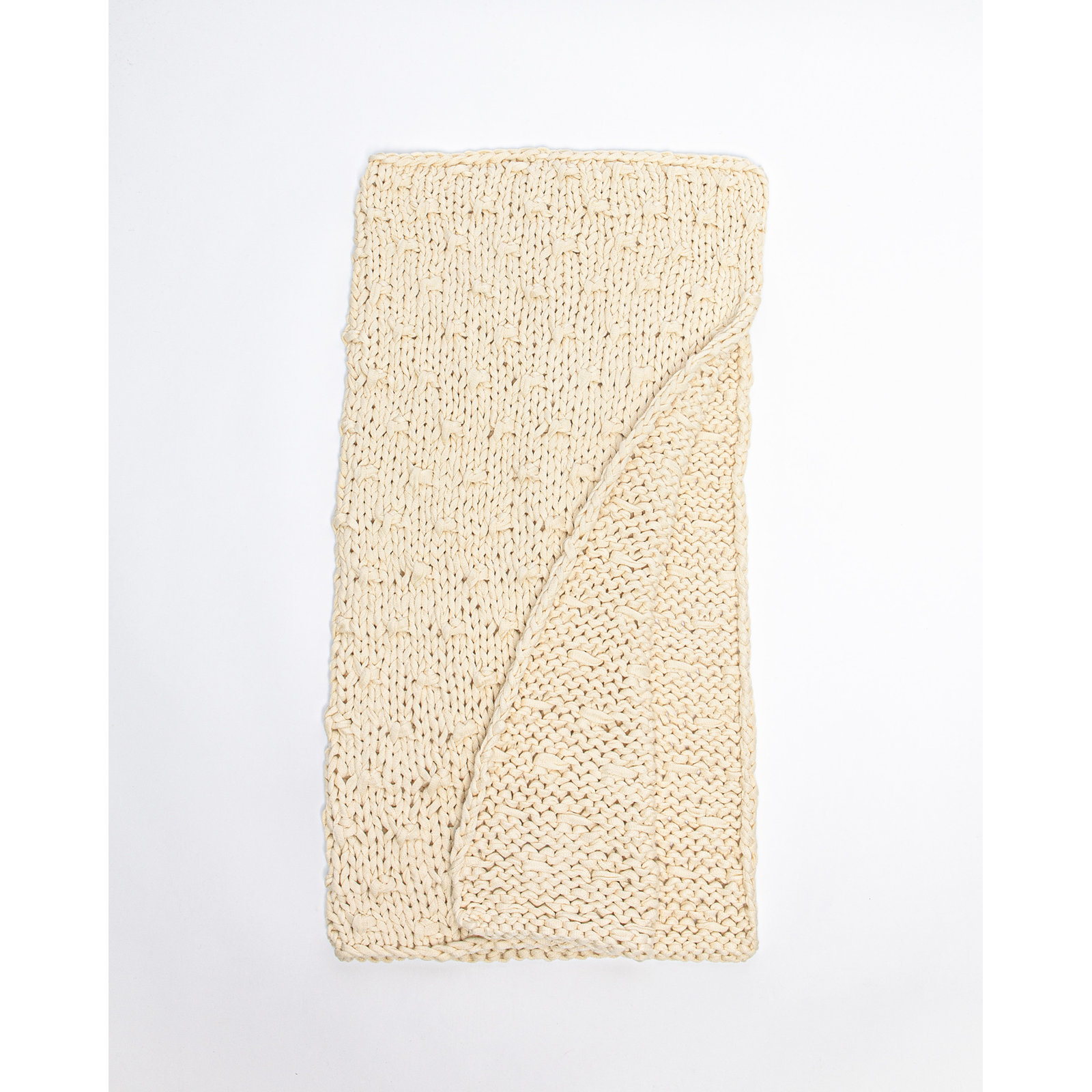 Bairdford Cotton Throw Blanket, Ivory