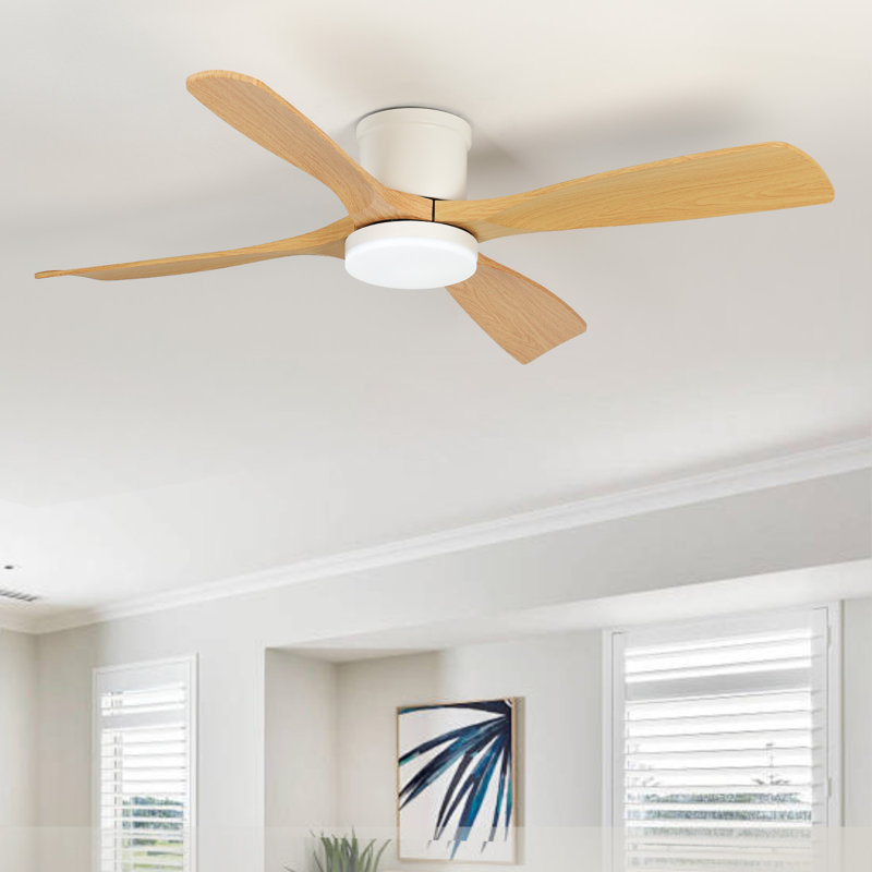 Ventilateur de plafond moderne à pales en plastique de 54 po avec lumières et télécommande à intensité variable réversible 6 couleurs Karlena