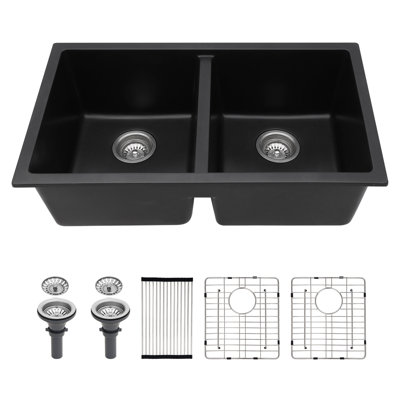 33'' L Double Bowl Quartz Kitchen Sink