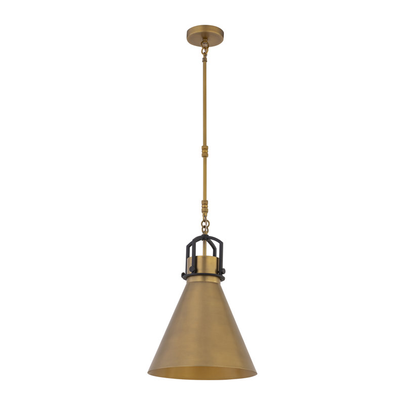 Luminaire suspendu 1 lumière Fenric 13,75 po, Laiton / Noir