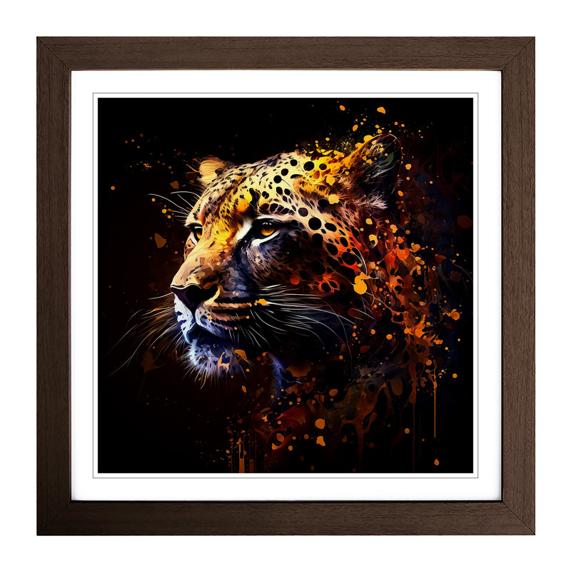 Leopard - Single Picture Frame Print on Wood, Walnut