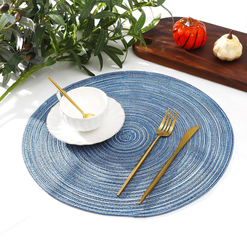 Ensemble de 4 napperons de table de salle à manger ronds tressés 15 po