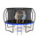 Trampoline d'extérieur 12 pi avec filet de sécurité, trampoline pour enfants avec échelle et rembourrage en PVC, noir et bleu
