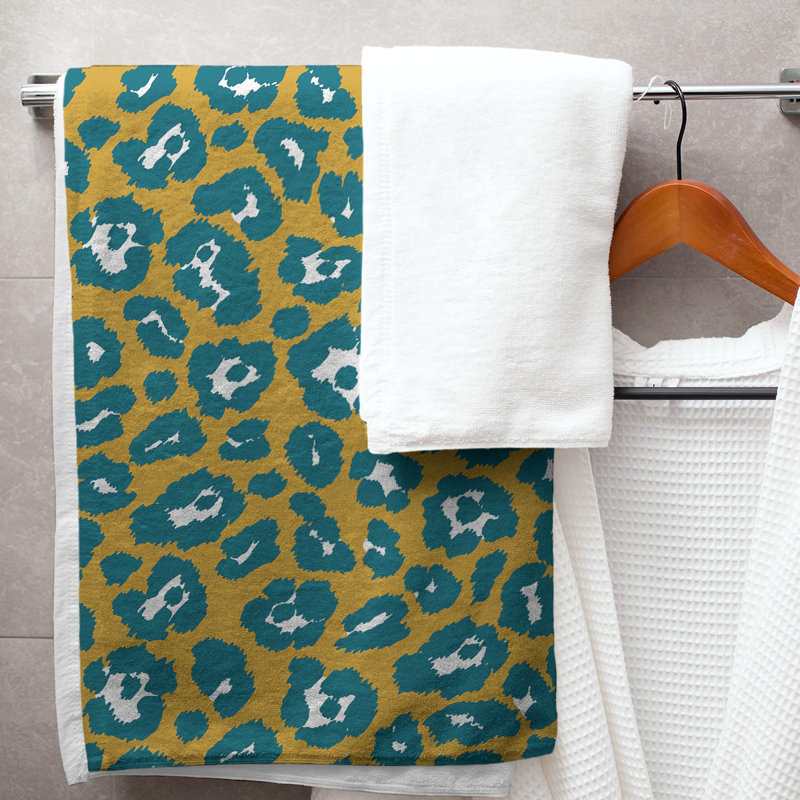 Lucida Bath Towel, Polyester/Cotton Blend, Gold/White/Teal