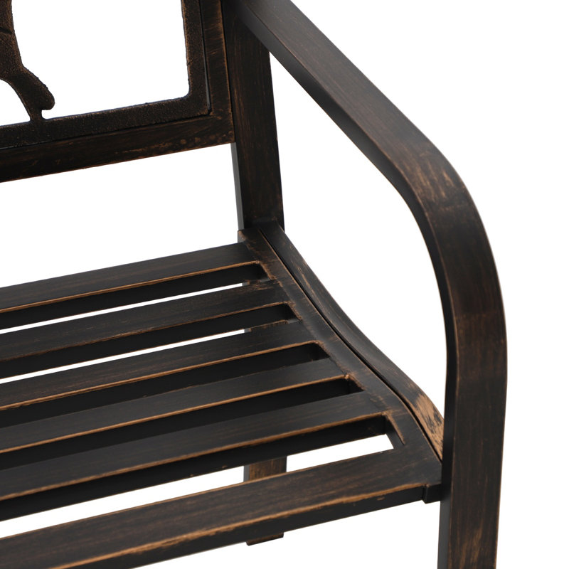 Banc de parc en acier thermolaqué Landwehr, Brun