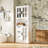 White Bathroom Storage Cabinet With Glass Doors & Black Handles