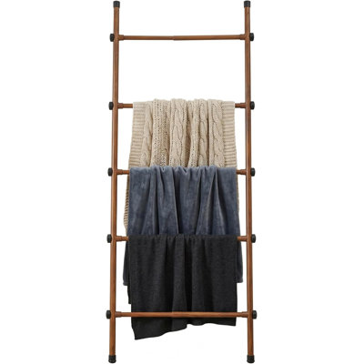 Adjustable Width Metal Blanket Ladder 64.6"H Farmhouse Leaning Quilt Towel Storage Rack