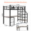 Lits gain d'espace avec rangement, lit mezzanine simple en métal et bois noir, style moderne