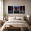 Ensemble de 3 toiles murales gothiques avec autel en forme de crâne et décorations d'Halloween rouges-1650729755